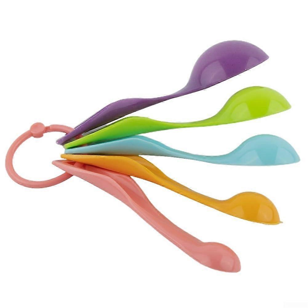 Measuring Spoons Set 5 Piece Colorful Plastic with ml Sizes for Precise Baking and Cooking
