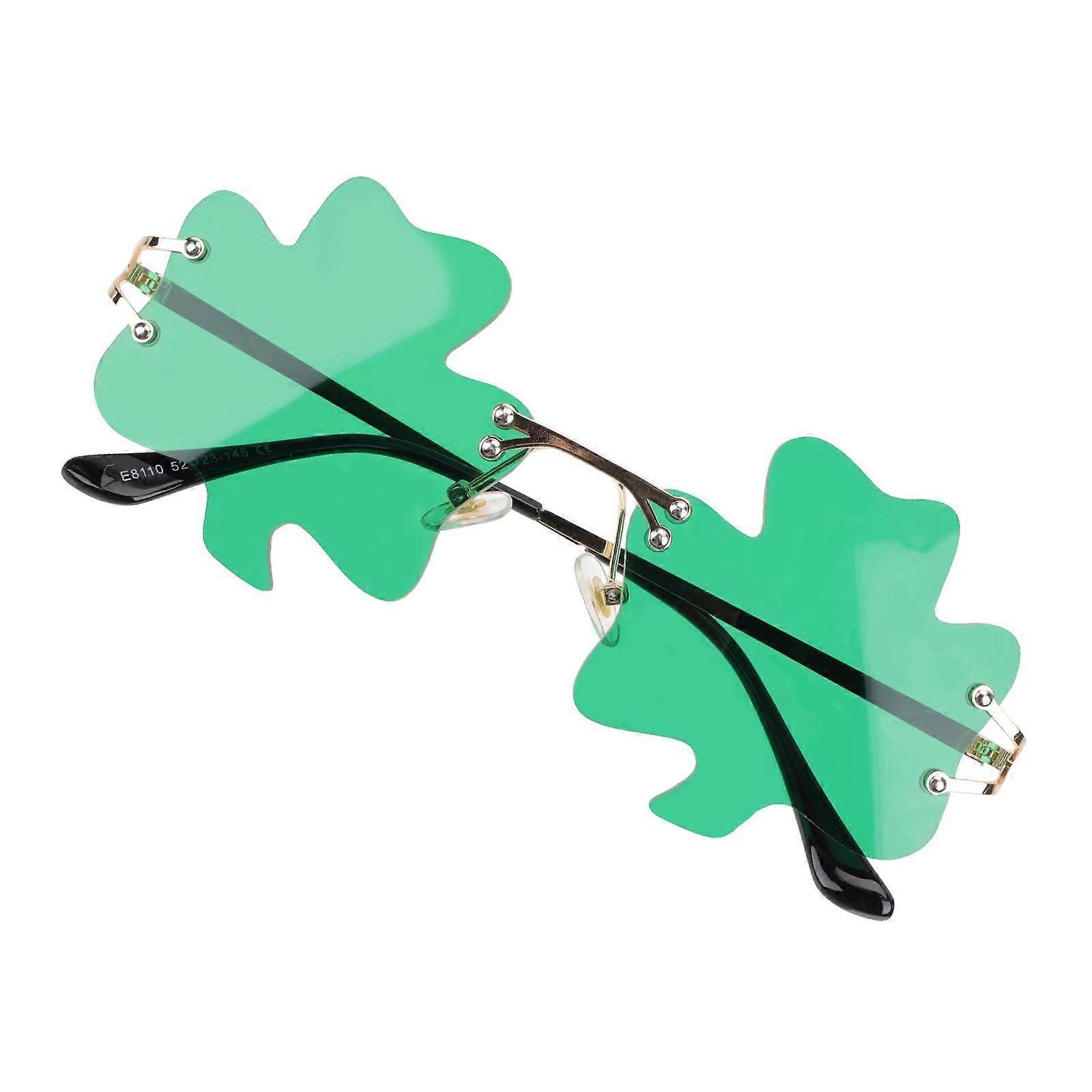 1pair Creative Clover Shape Party Glasses Chic Rimless Clover Design Glasses