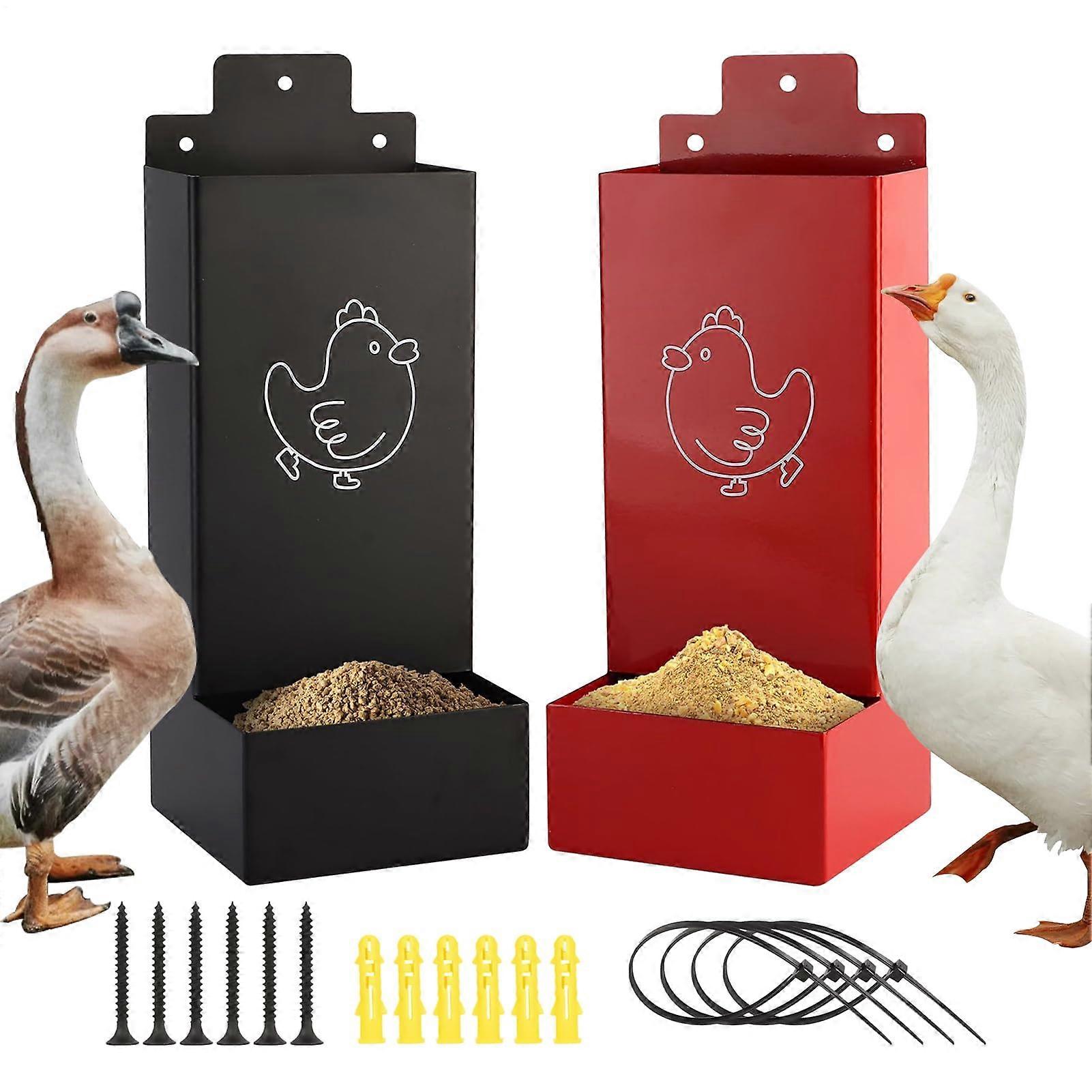 Automatic Chicken Feeder with Separate Compartments, RustResistant WallMounted Poultry Dispenser