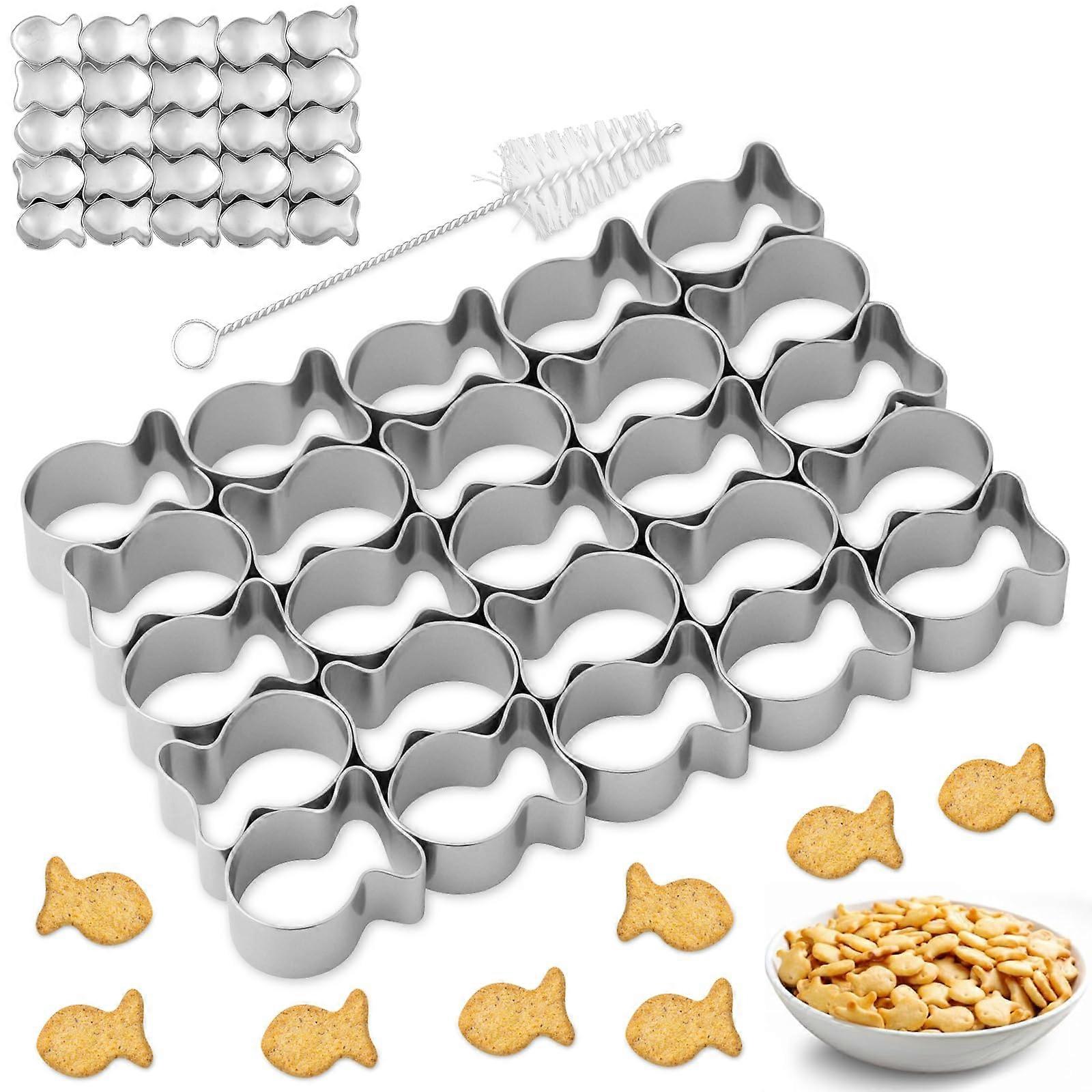 Cracker Cutter Set Stainless Steel 25 Cavity Mold with Brush for Baking Snacks