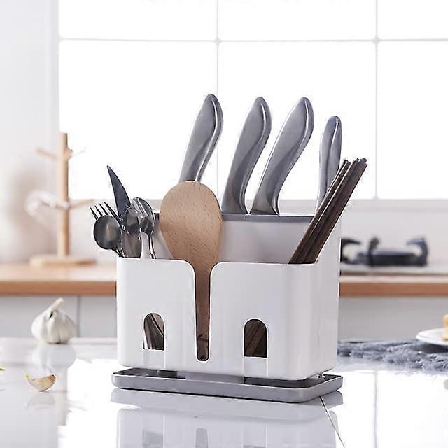 Kitchen Utensil Holder with Drainage, Multifunction Cutlery and Chopstick Organizer Rack