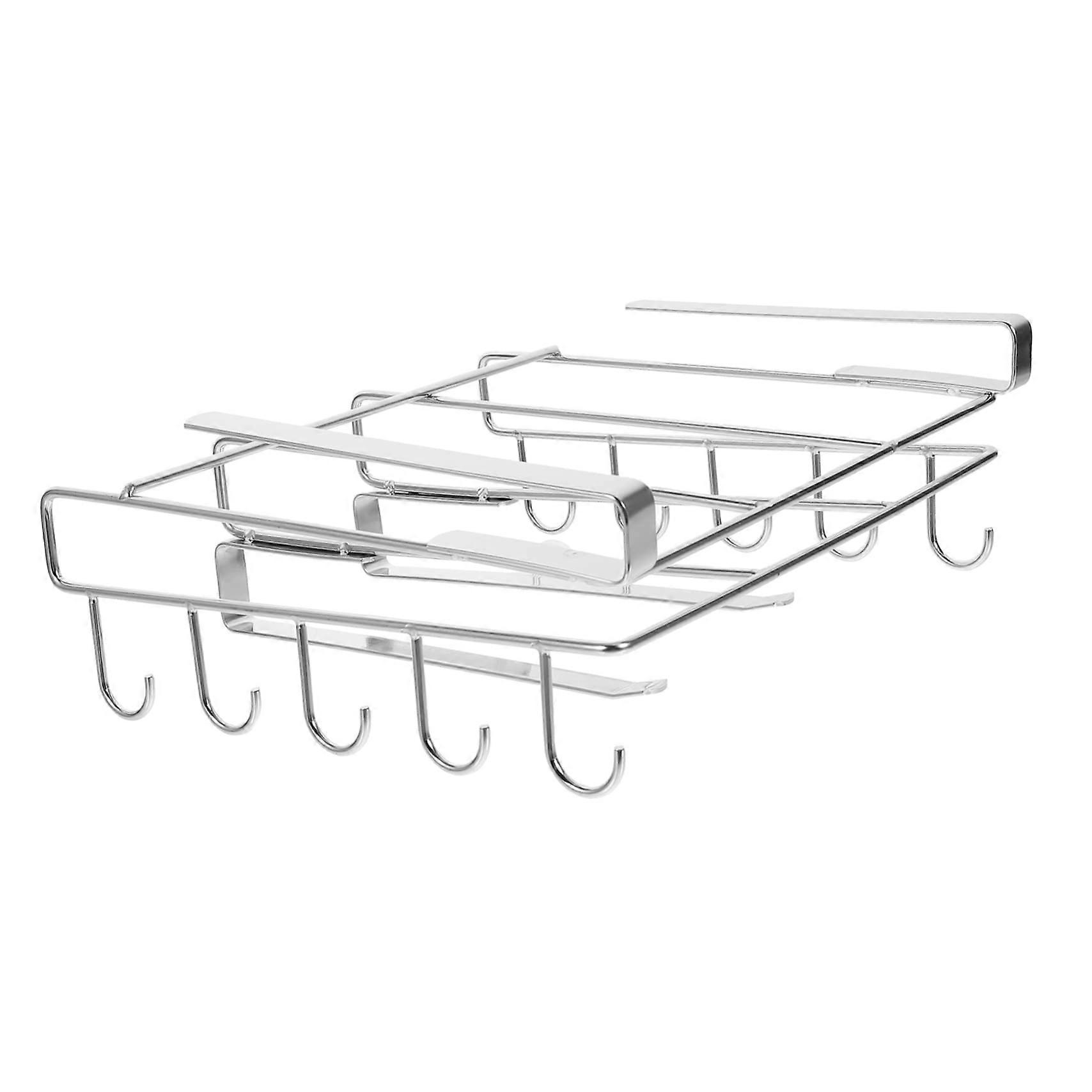 Under Cabinet Mug Holder with NoDrill Installation, Strong Load Kitchen Cup Rack, Silver 25x25cm