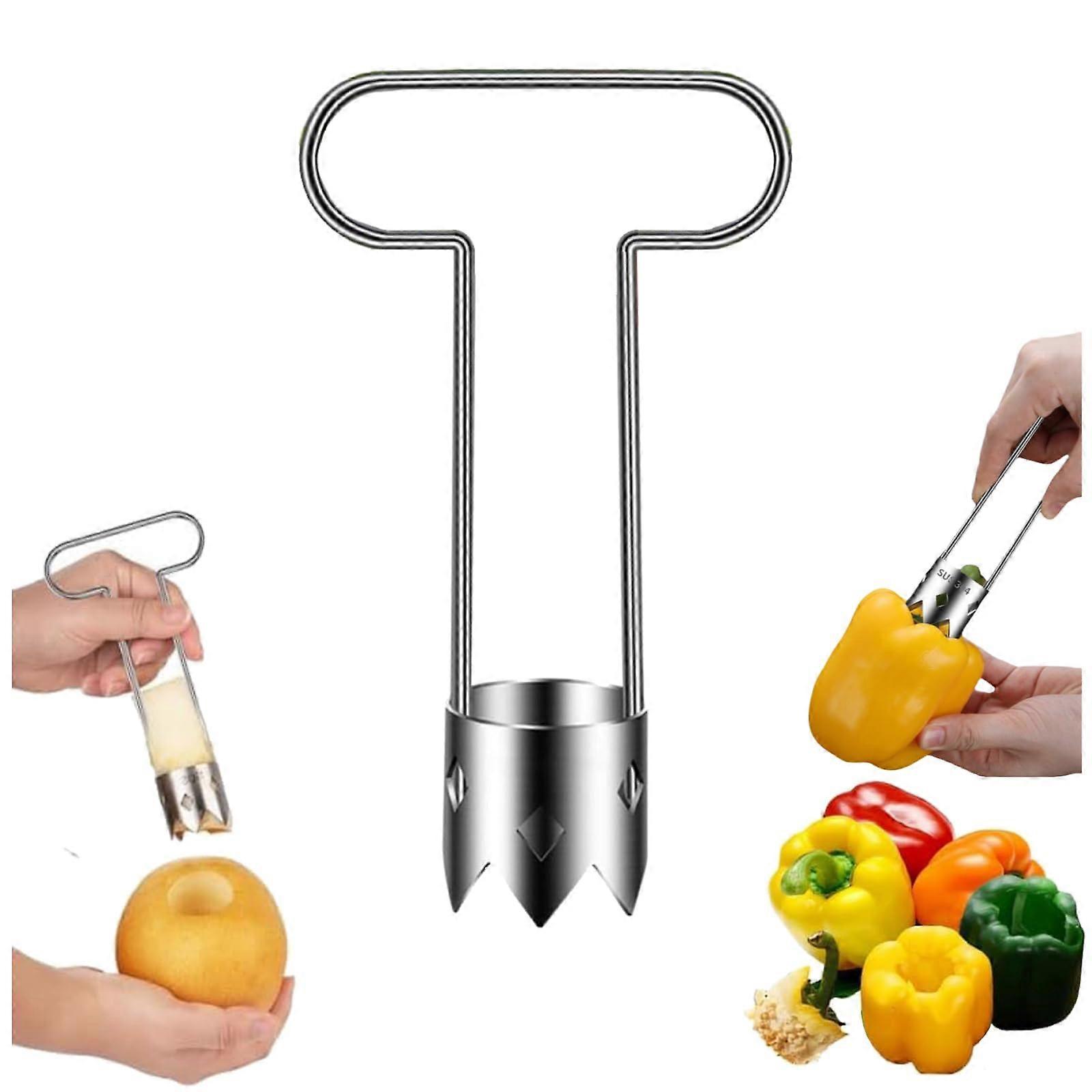 Stainless Steel Fruit Corer and Vegetable Seed Remover with Sharp Blade for Apples Peppers