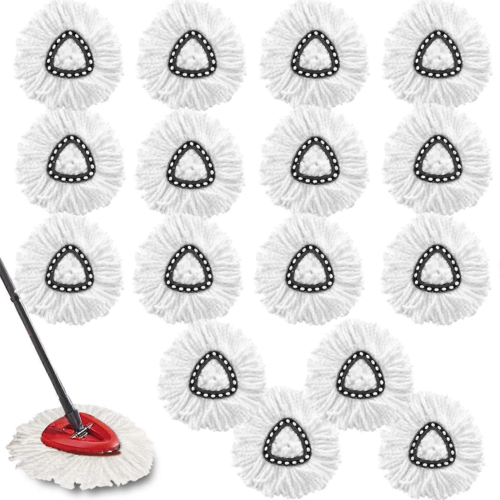 16 Pack Spin Mop Replacement Heads, Durable Microfiber Refills for Triangle 360° Floor Cleaning