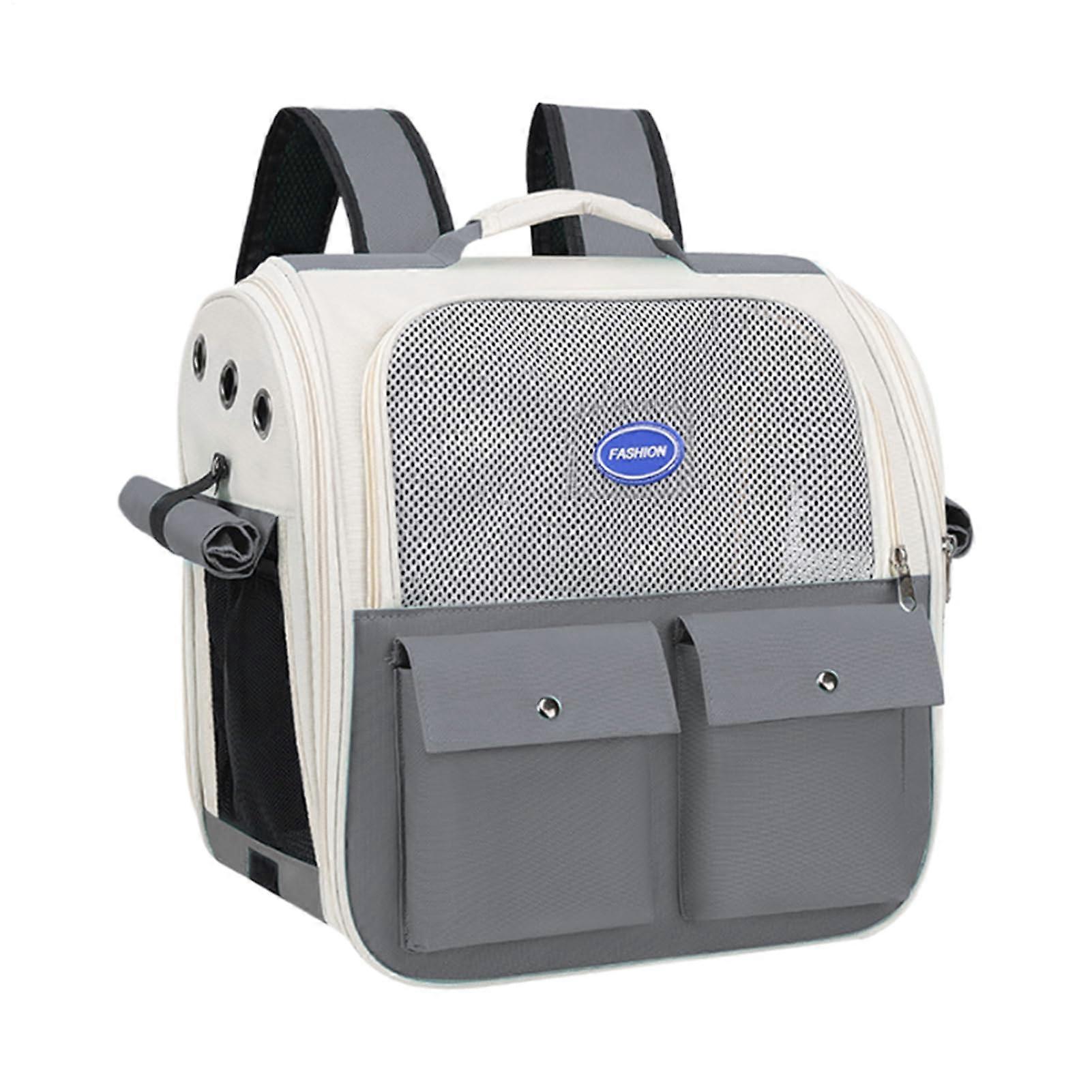 Cat Backpack Pet Carrier with Large Capacity, Breathable Mesh Panels, Foldable for Travel