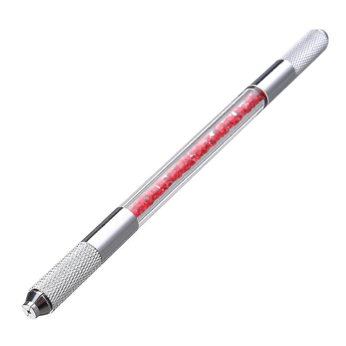 Eyebrow Tattoo Pen with Precise Needle Lock, Ergonomic Grip, Alloy Microblading Tool Red