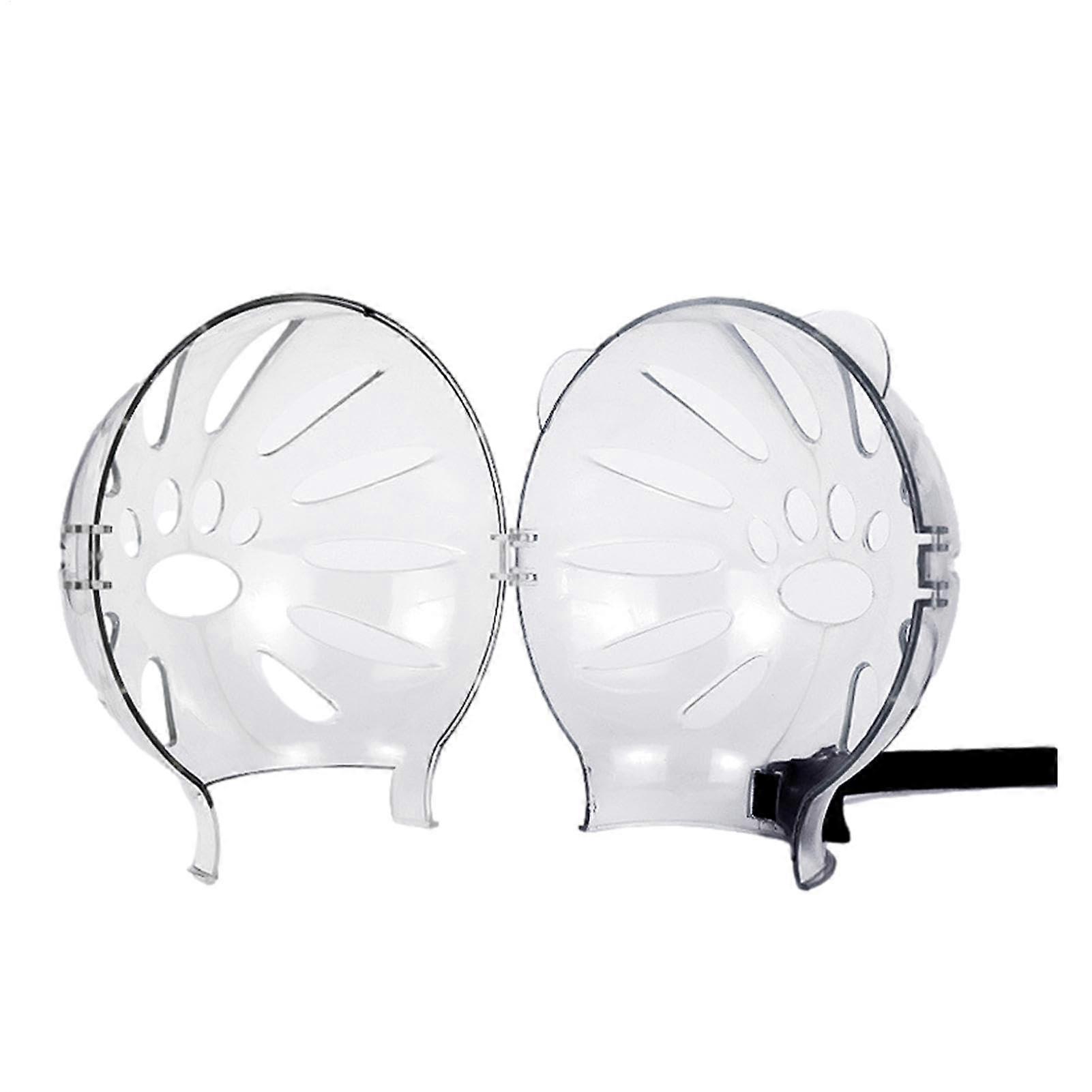 Breathable Transparent Cat Muzzle with Adjustable Magic Sticker, AntiBite Cat Head Cover