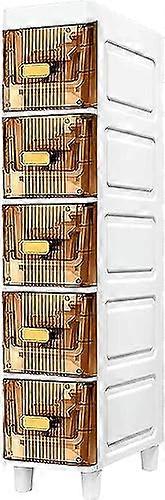 Clear Storage Organizer 5 Tier SpaceSaving Vertical Shelf Unit with Transparent Drawers and Wheels