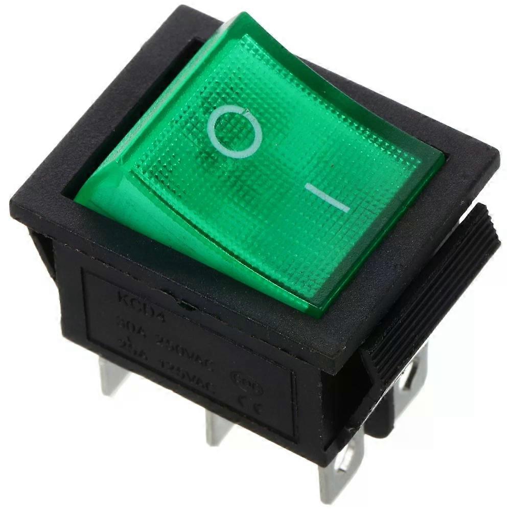 Toggle Switch, 2 Position Rocker with Green Light 6 Pins Replacement Light Switch
