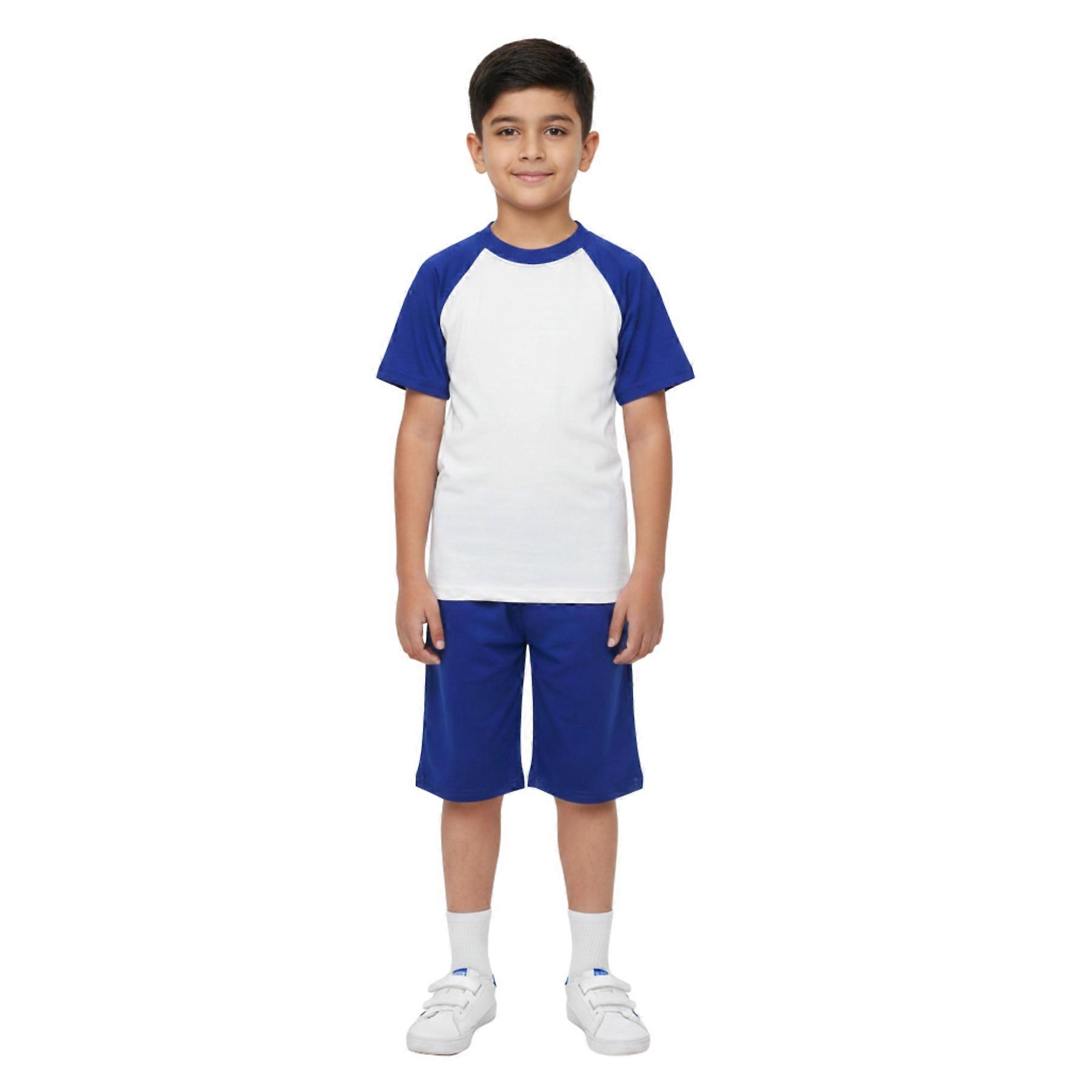 儿童女孩男孩插肩风格睡衣对比套装