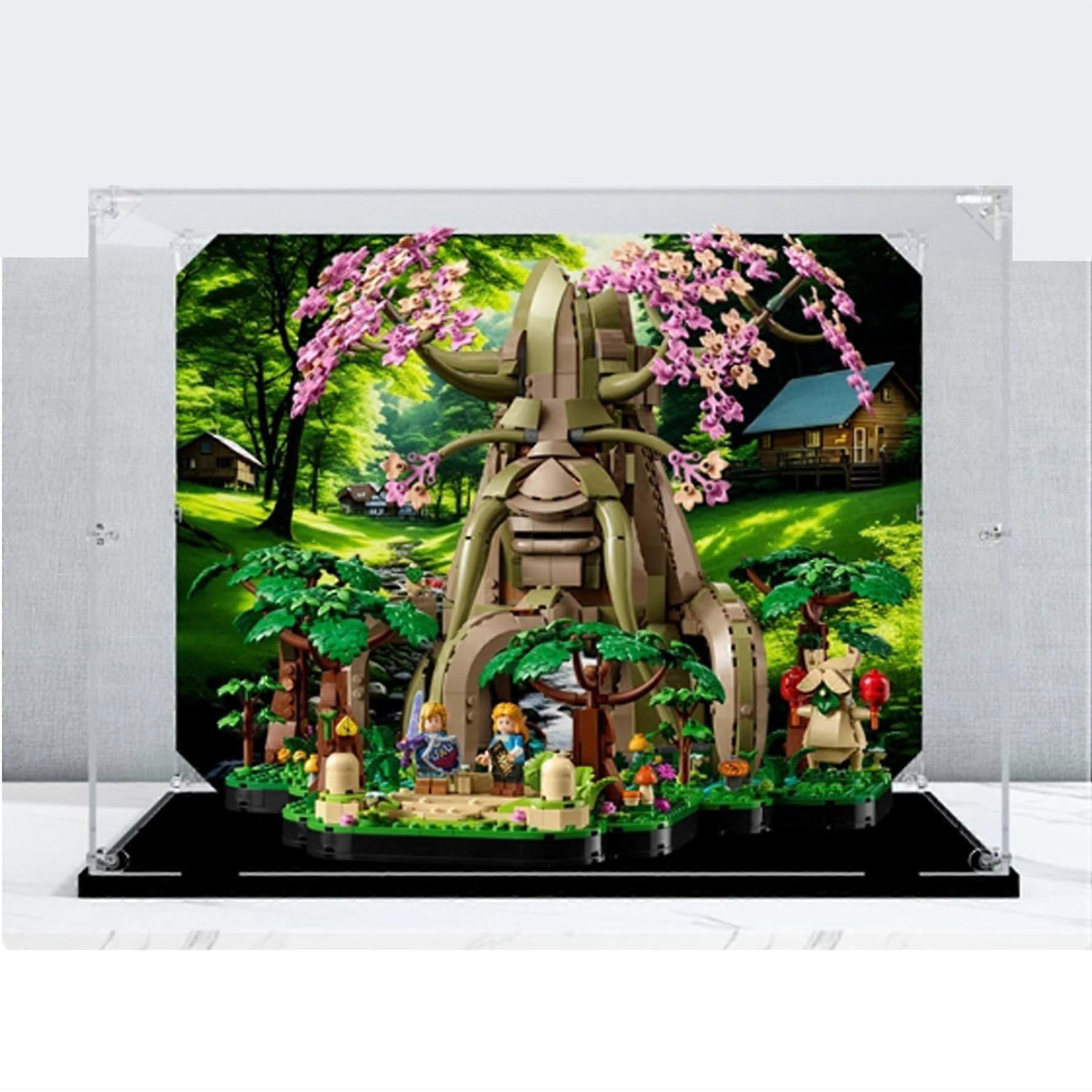 Acrylic Display Case for  77092 Deku Tree Model, Dustproof Clear Box with Black Base