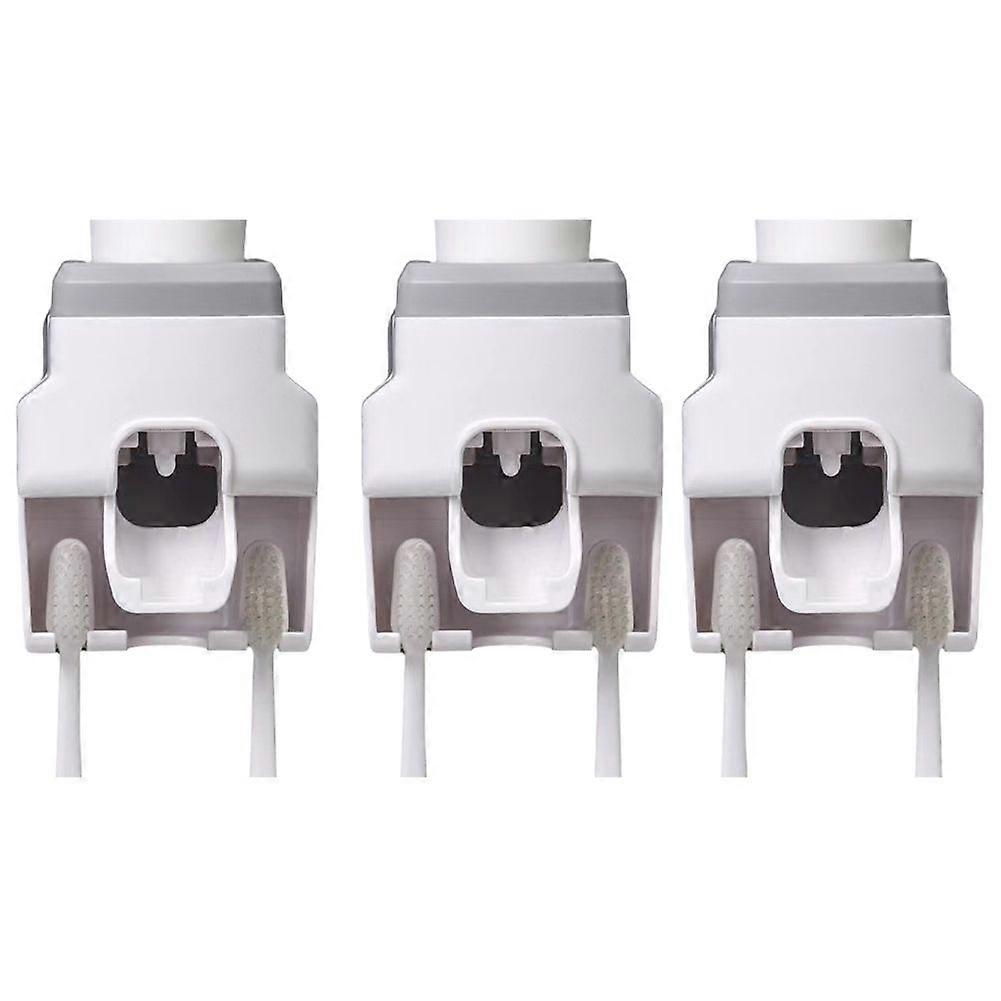 Automatic Toothpaste Squeezer Wall Mounted Punch-Free Toothbrush Storage Rack Toothbrush Holder Squeezer Gray