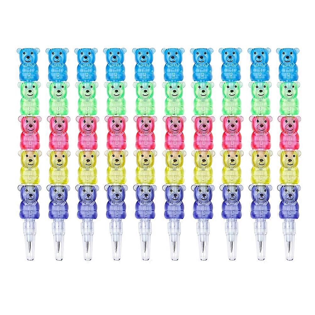 Cute Bear Shaped Pencils Stackable Plastic Pencils for School 12Pcs