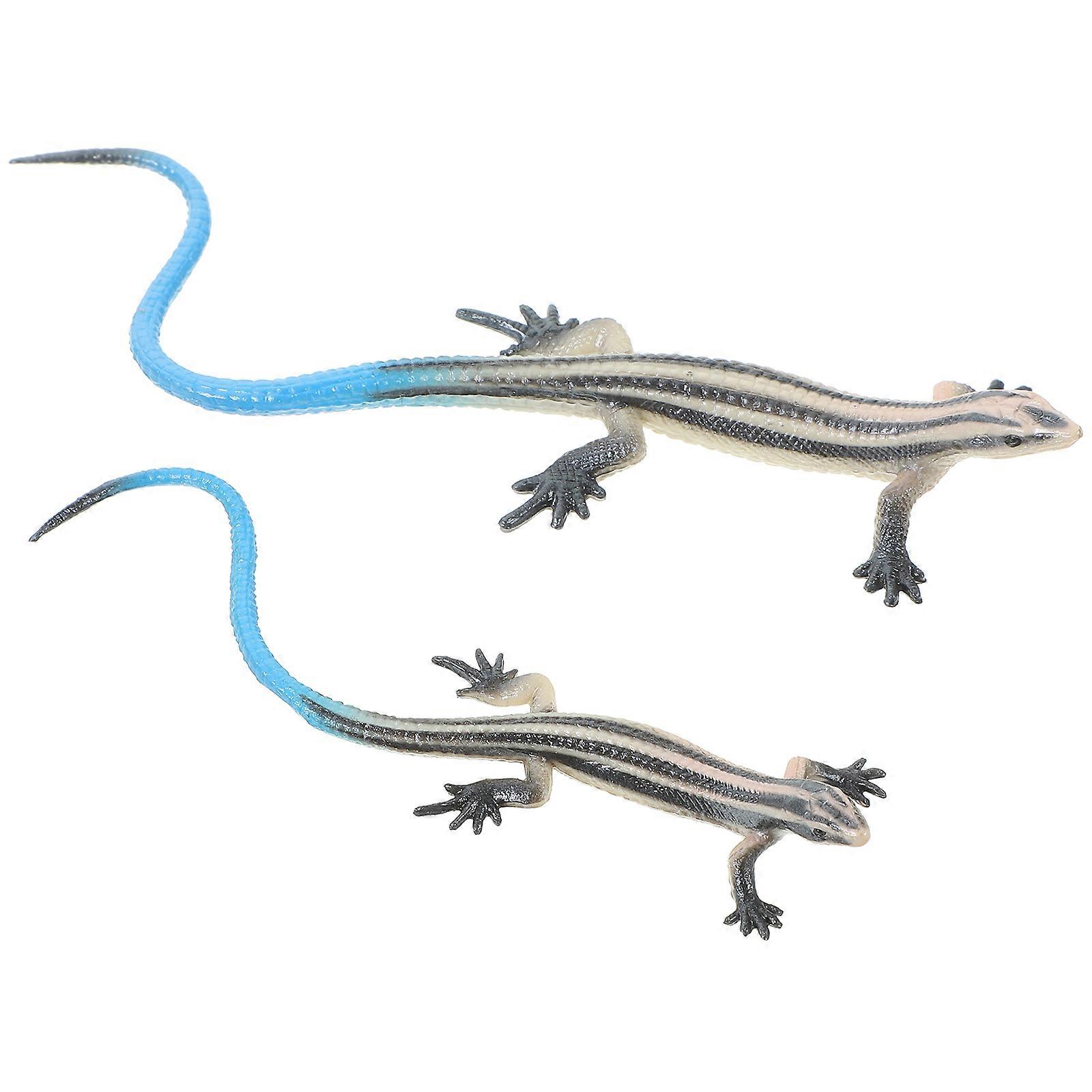 Blue Simulation Lizard Model Plastic Lizard Figurines for Stage Performance 2Pcs