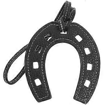 Creative Horseshoe Pendant PU Bag Hanging Decorative Keychain Black