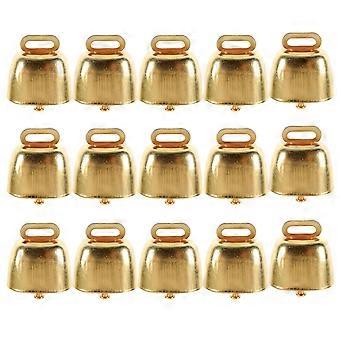 Pet Bells Metal Animal Bells for Loud Alarm 15Pcs Golden Iron Material