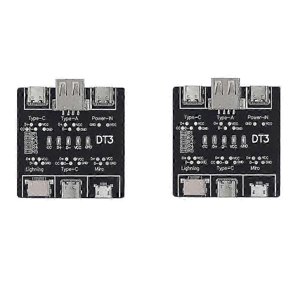 2PCS DT3 Data Cable Test PCB Board Type-C USB C Micro-USB Cable Tester USB Type-C Date Cable on-Off Detection Board