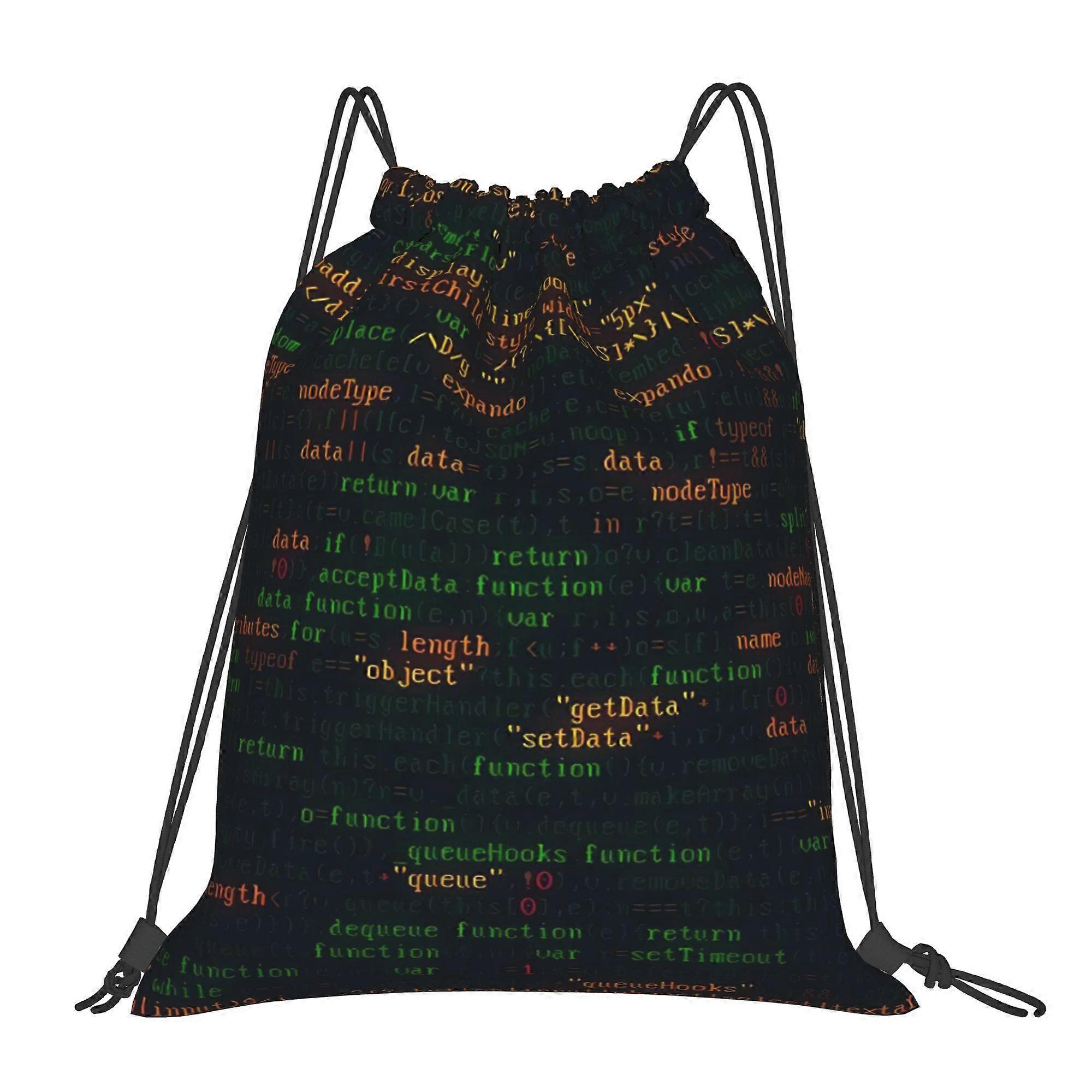 BIIHUDU Coding-Themed Linux Python Programming Backpack with Python & C++ Code Print, Green/Black Tech for Computer Scie-Fqazw
