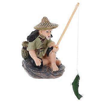 Figurine miniature de pêcheur, statue de pêcheur décorative en PVC durable