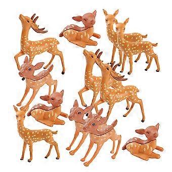12Pcs Mini Deer Ornament Micro Landscape Deer Ornament Bonsai Decor Craft Planter Decoration