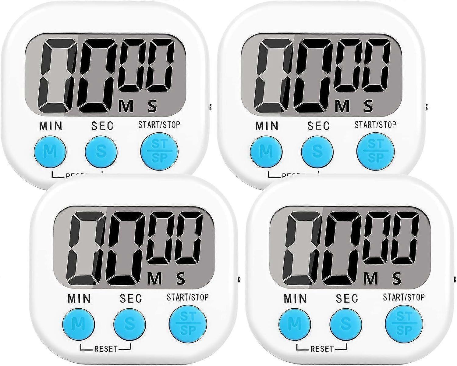 4 Packs Loud Alarm Kitchen Timer, Magnetic Time Timer with Large LCD Display, Child Timer for Study, Exercise, Cooking