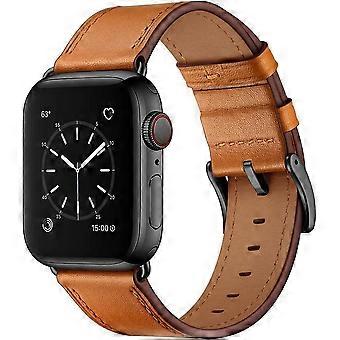 Kompatibel mit Apple Watch Band 45mm 44mm 42mm, Echtlederarmband Ersatzarmband Kompatibel mit Apple Watch Series 7/6/5/4/3/2/1/SE, Braun Ban
