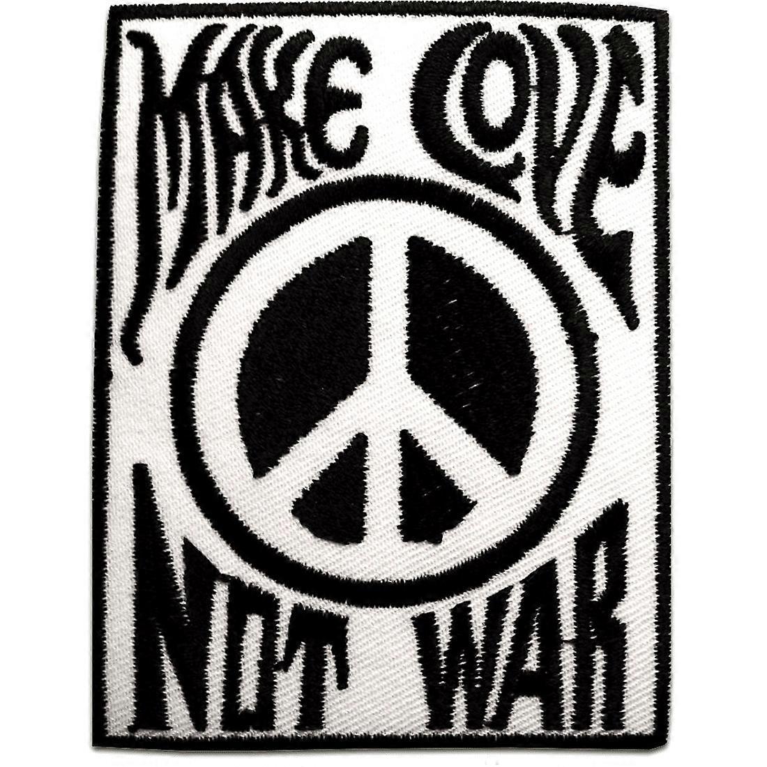 Patch / Iron-on Patch - Make Love Not War Peace - Black/White - 9 x 6.8