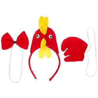 1 Set Hühnerkostüm-Set, bestehend aus Stirnband, Fliege und Schwanz. Dieses Hahnenkostüm-Set mit Tierstirnband, verspieltem Schwanz und lustigen Hühneraccessoires ist perfekt für Cosplay.