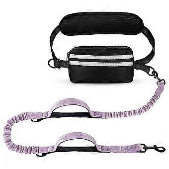 Hands Free Dog Leash,Adjustable Waist Belt with Double Padded Handles,Retractable Bungee,Waist Leash for Dog Walking