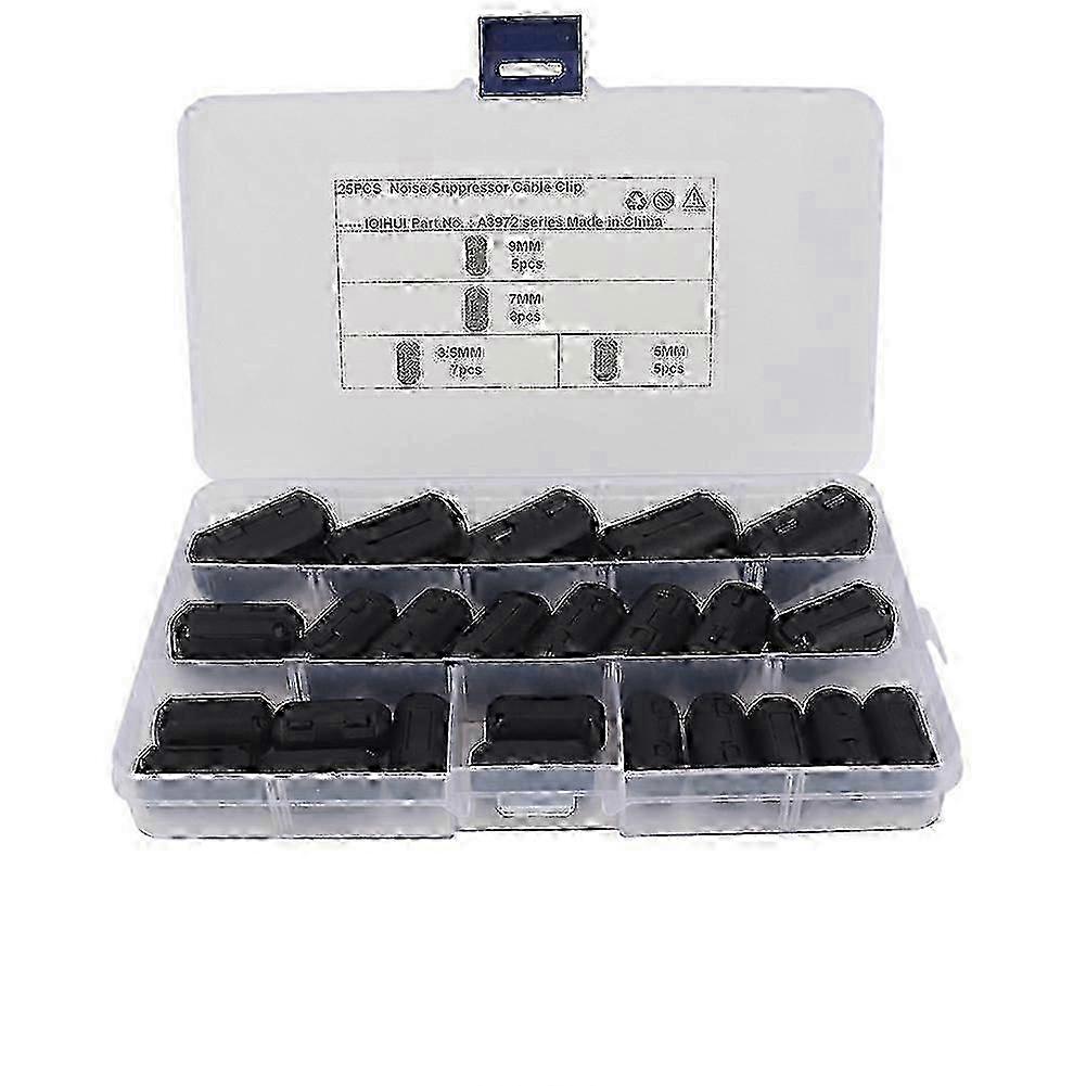 Detachable Ferrite Ring Noise Filter compatible with Cables, Inner Diameter 3.5-9mm, Reduces Electromagnetic Interference