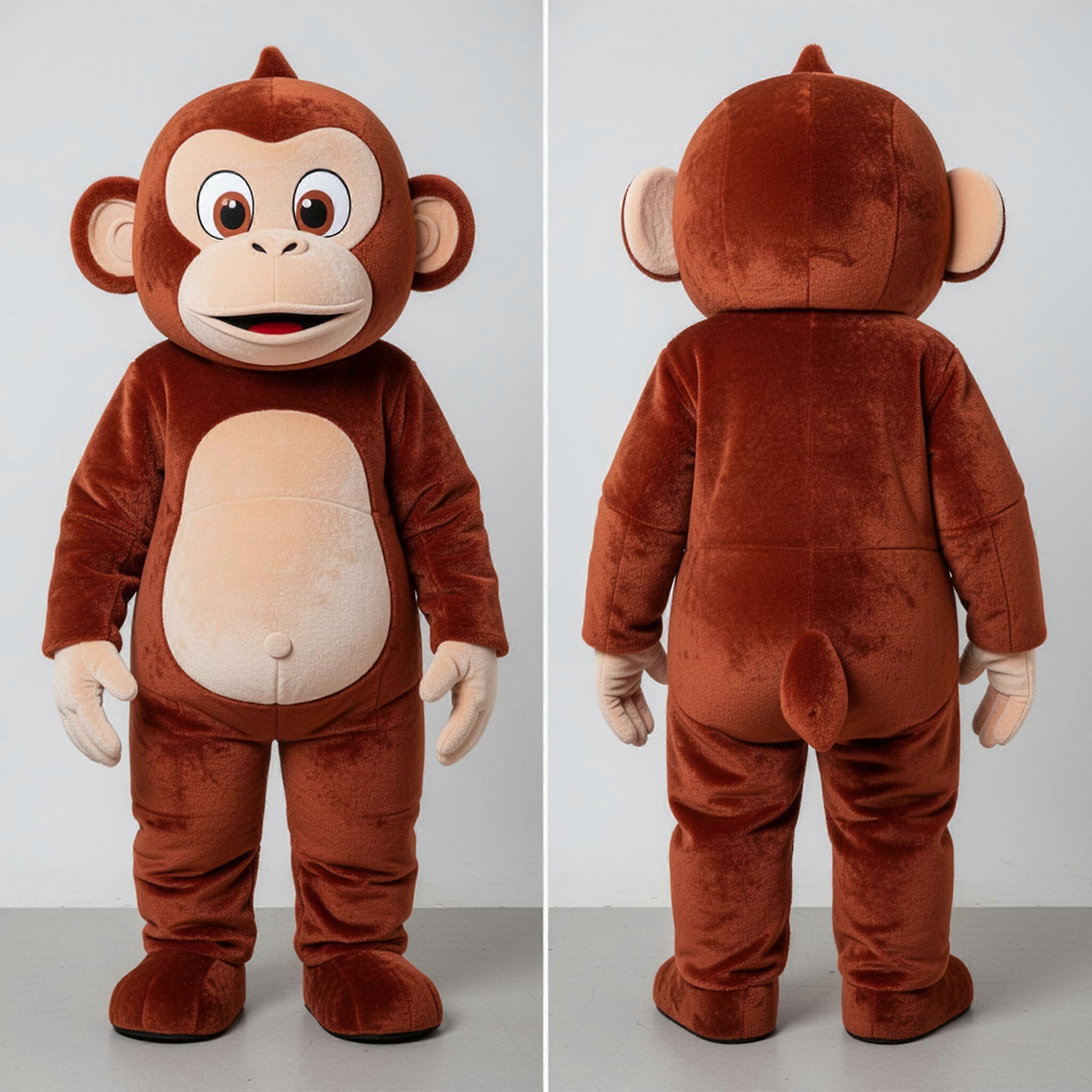 MASTICOT Rust Orange Plush Chimpanzee Mascot