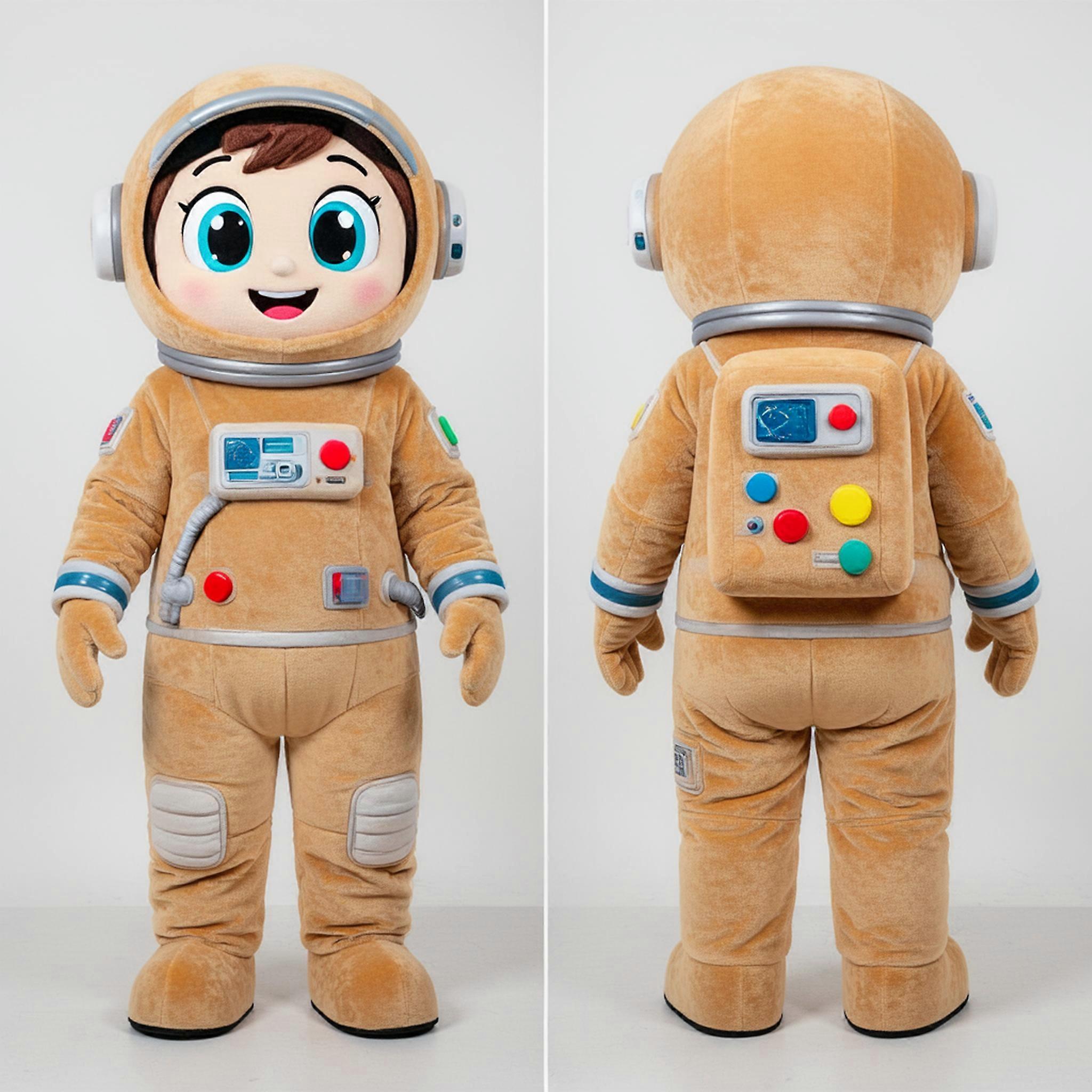 MASTICOT Tan Plush Cartoon Astronaut Mascot