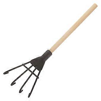 Kids Small Rake Tool for Gardening 3Pcs Mini Black Wood Iron Rake
