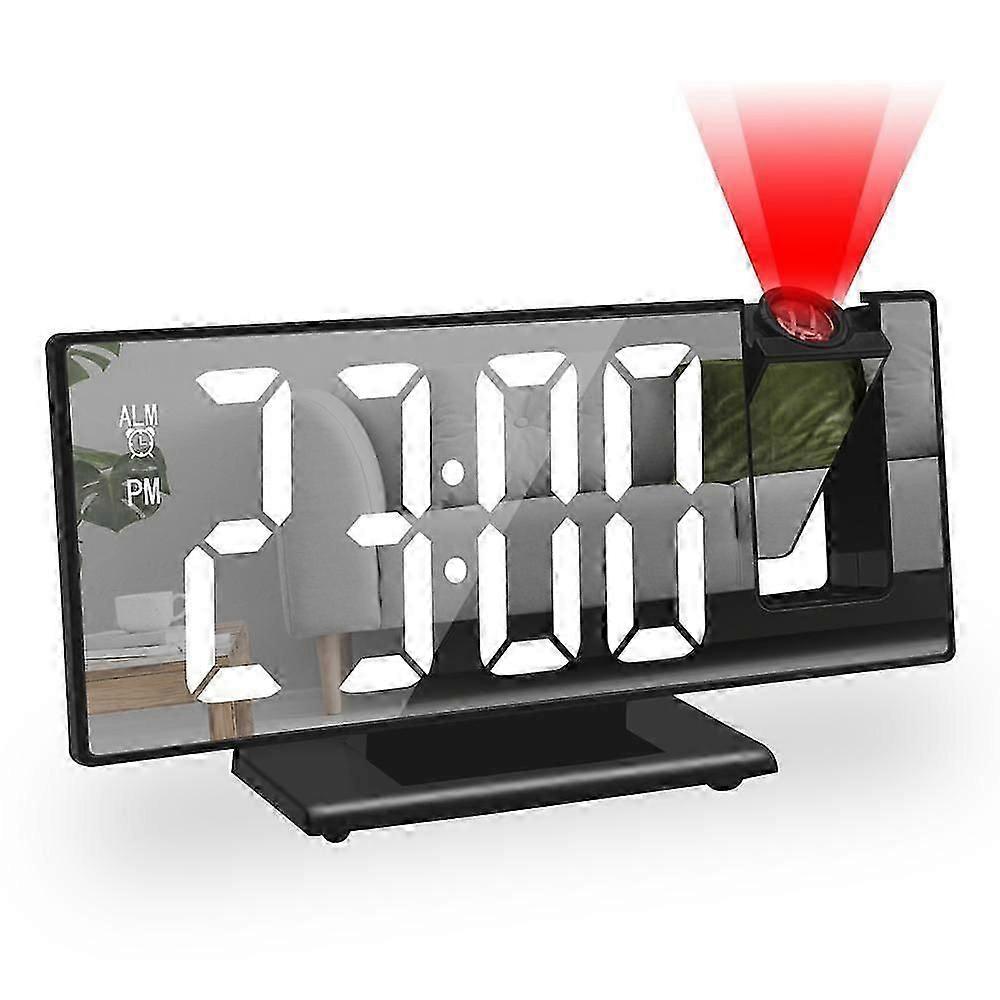 Digital Alarm Clock 180 Rotation Projection with Time Temperature Snooze Table Clock