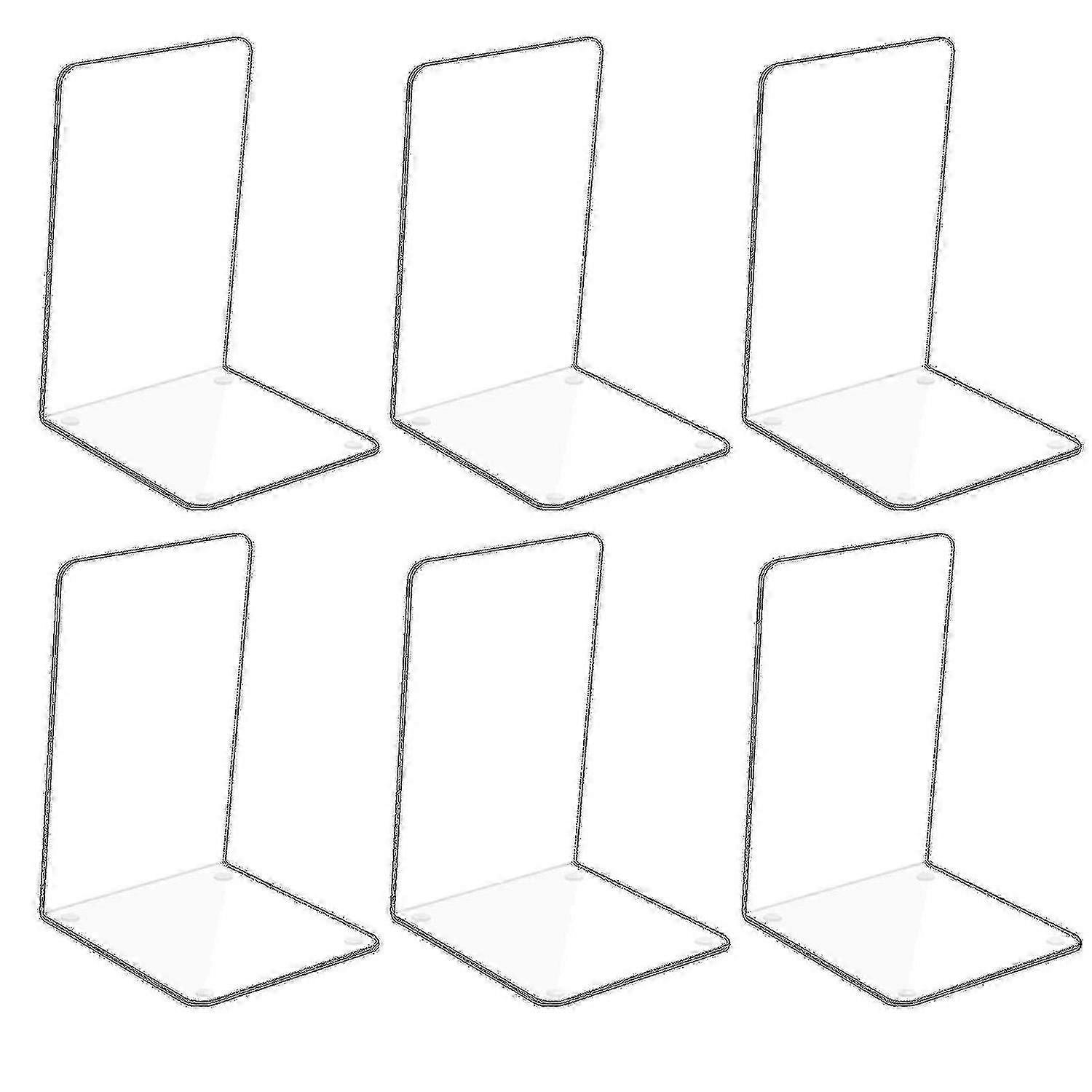 6pcs 7.3in Clear Bookends Set