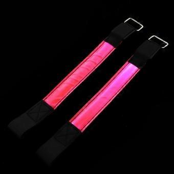 Night Running Armband LED Light for Safety 2Pcs Reflective Pink Nylon