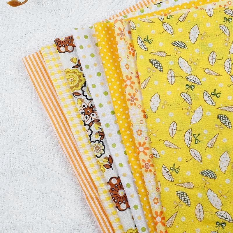 3sets  Fabric for Patchwork Sewing Tissue to Patchwork Square with Flower Pattern golden 25x25cm 7 sheets/set