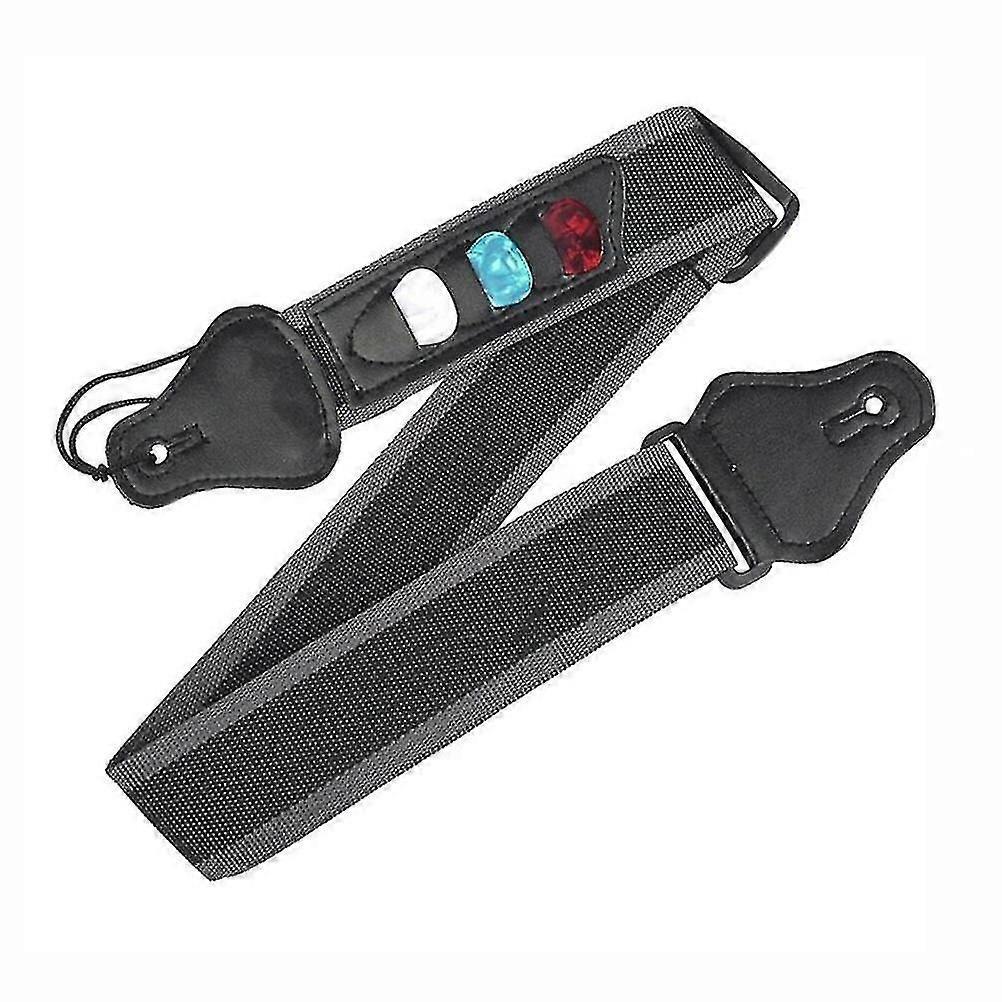 Durable Leather Guitar Strap With Pick Holder