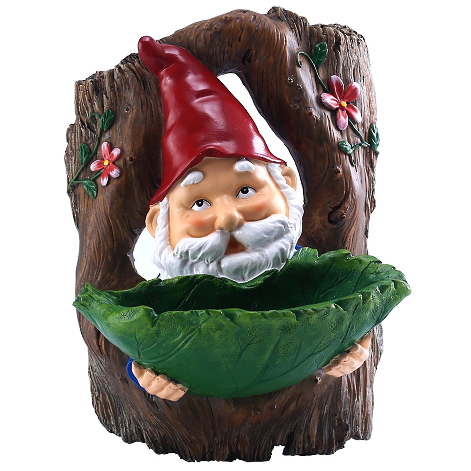 Fairy Garden Bird Feeder Tree Hugger Dwarf Elf Bird Feeder Resin Feeding Tool