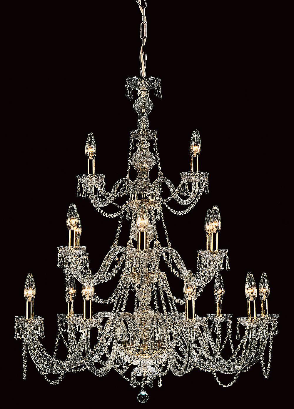 Modra Crystal Gold 18 Arm Chandelier