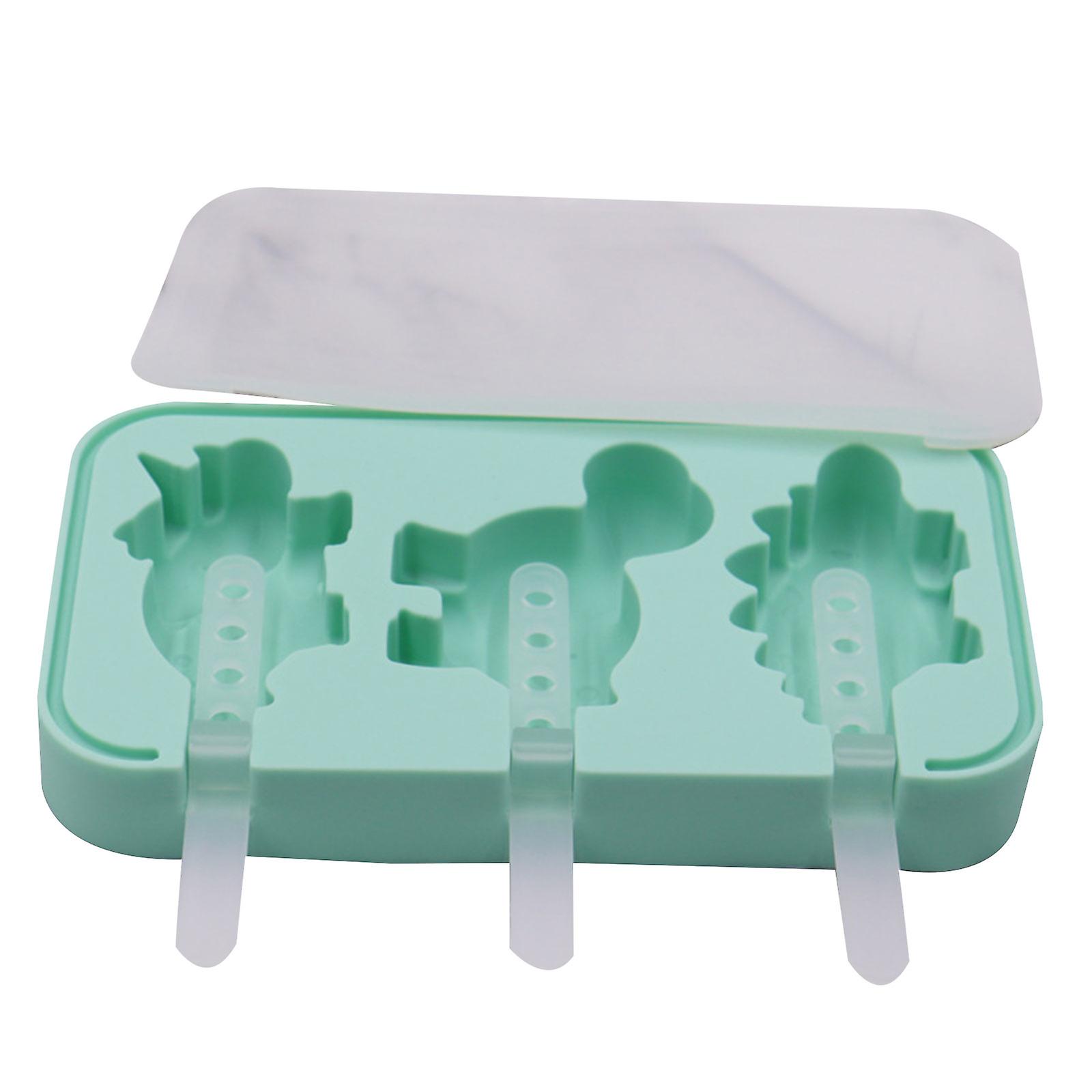 3 Holes Ice Cream Mold Dinosaur Shape Ice for Pop Molds Popsicles Maker Kitchen