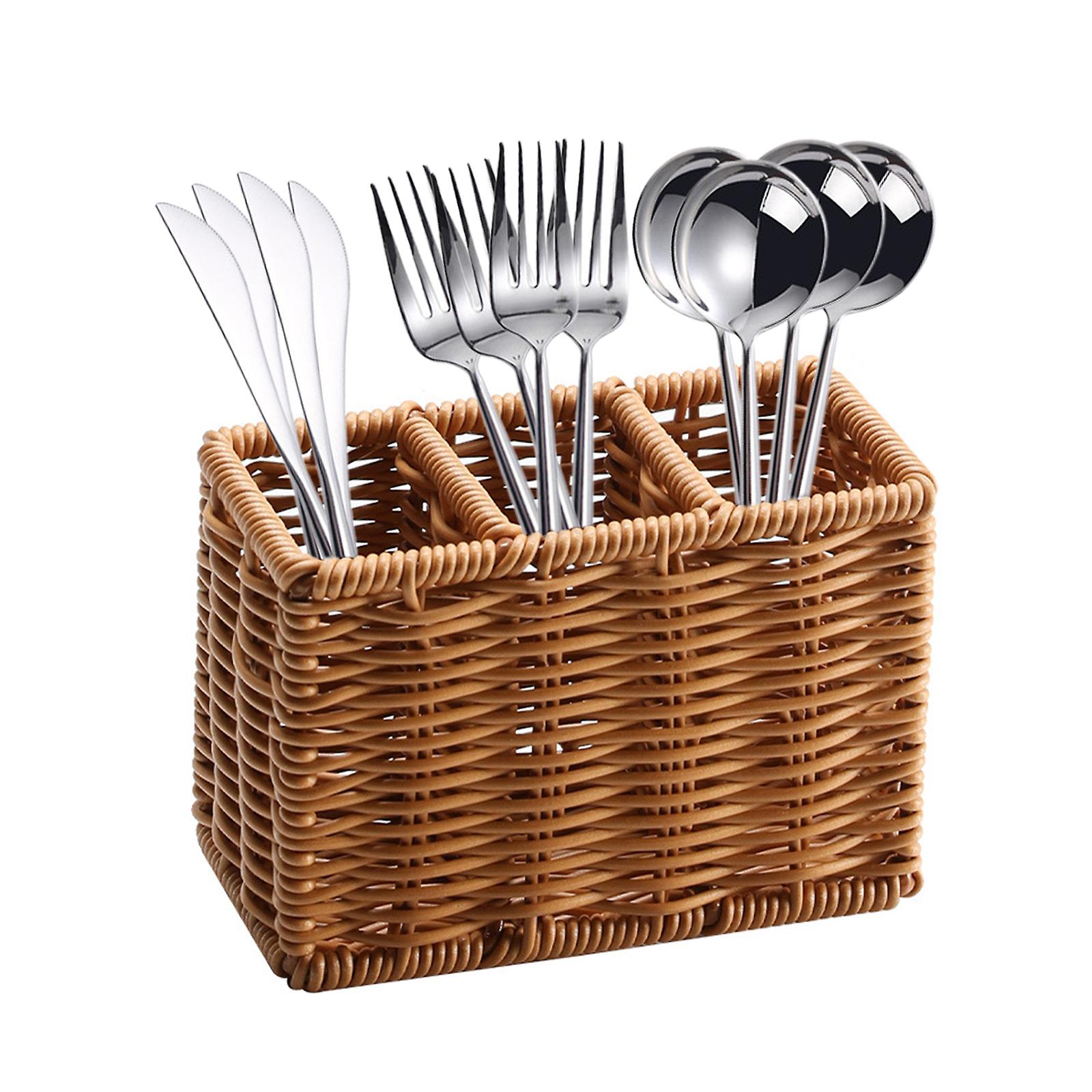 Best Sellers-Cooking Utensil Organizer Simulation Rattan Woven Storage Box Fork Vintage Multipurpose Spoon Chopsticks Condiment Caddy