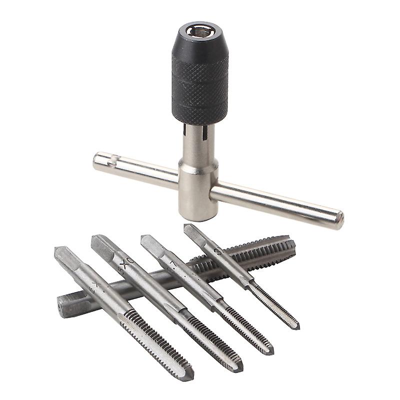 Metric Hand Straight Flute Taps Assortment, Steel Thread Tapping Set with T-Handle Tap Driver