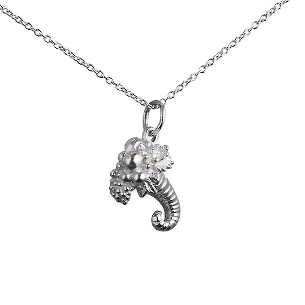 Silver 16x12mm solid Horn of Plenty Pendant with a rolo Chain 16 inches Only Suitable for Children