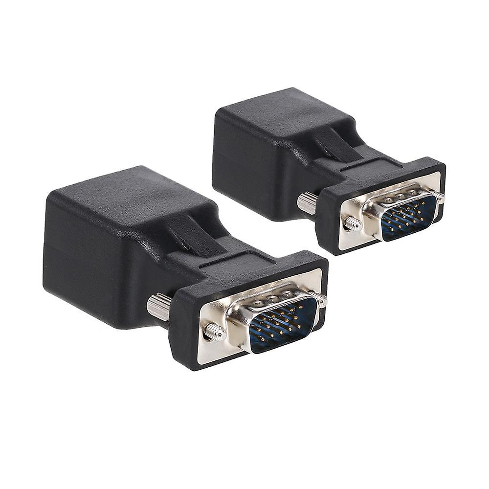 2PCS VGA to RJ45 Adapter VGA Male to RJ45 Adapter Ethernet Port Converter CAT5e CAT6 Network Cable