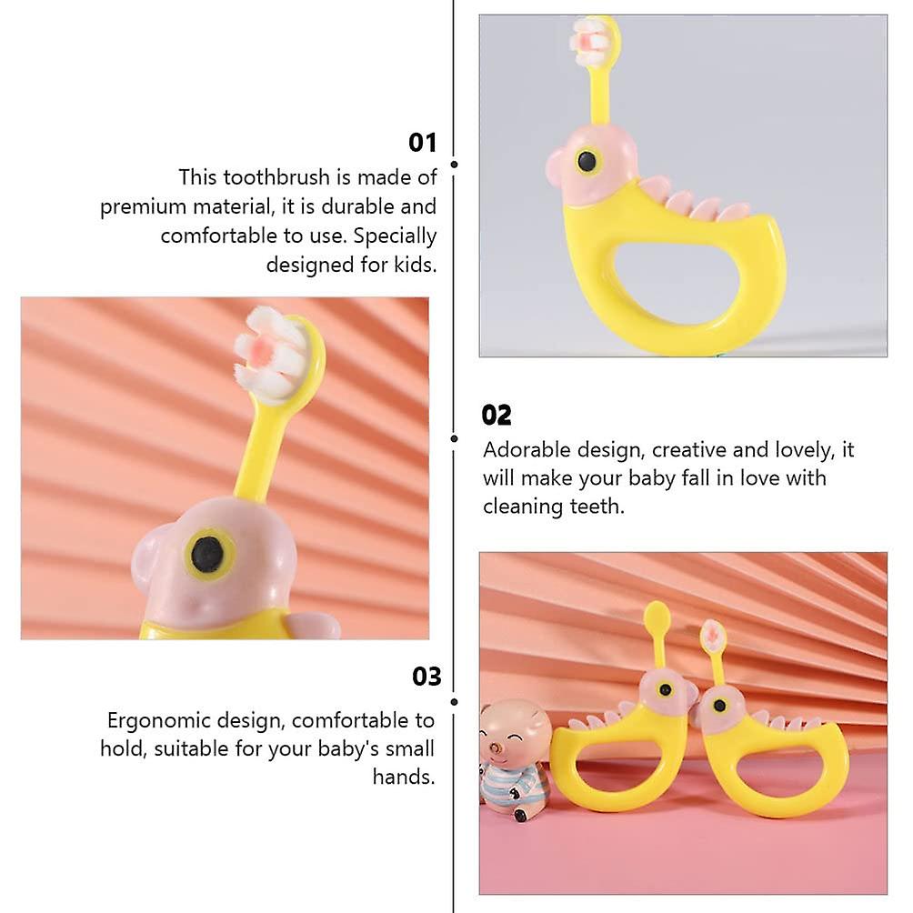 2pcs Kids Toothbrush Cartoon Chicken Shape Mouth Training Brush ...