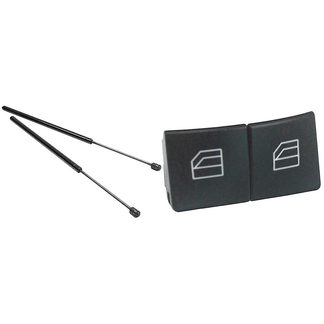 2 Pcs Front Engine Hood Support Rod & 2 Pcs Window Switch Button Covers