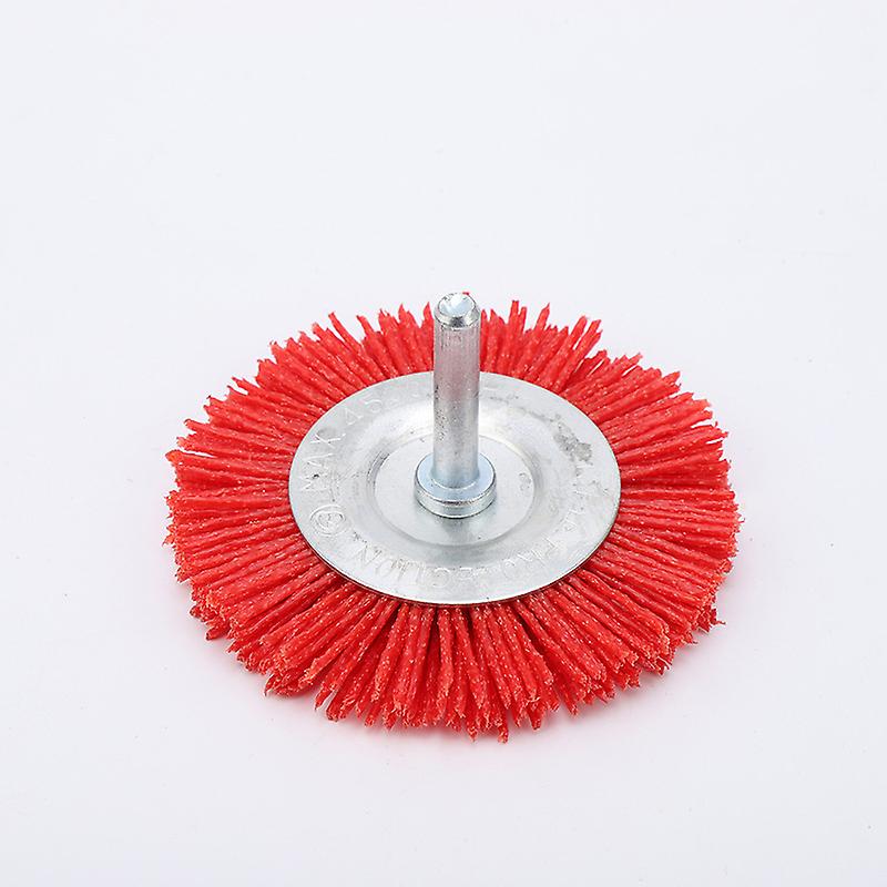 1pc，100mm Circular Brush Nylon Hex Shank，6mm，Red