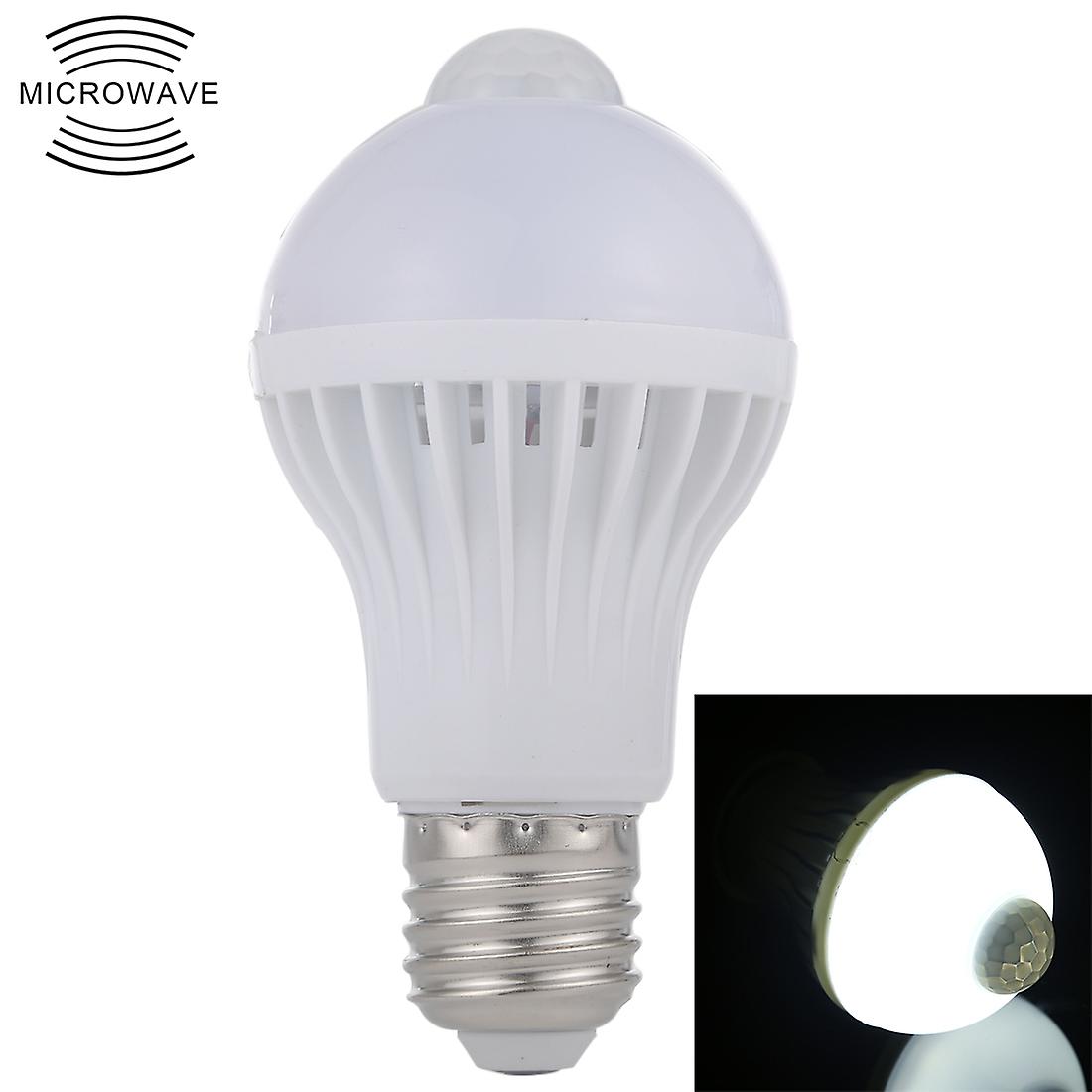 E27 5W 12 LEDs SMD 5730 Infrared Motion Sensor LED Light Bulb White Light