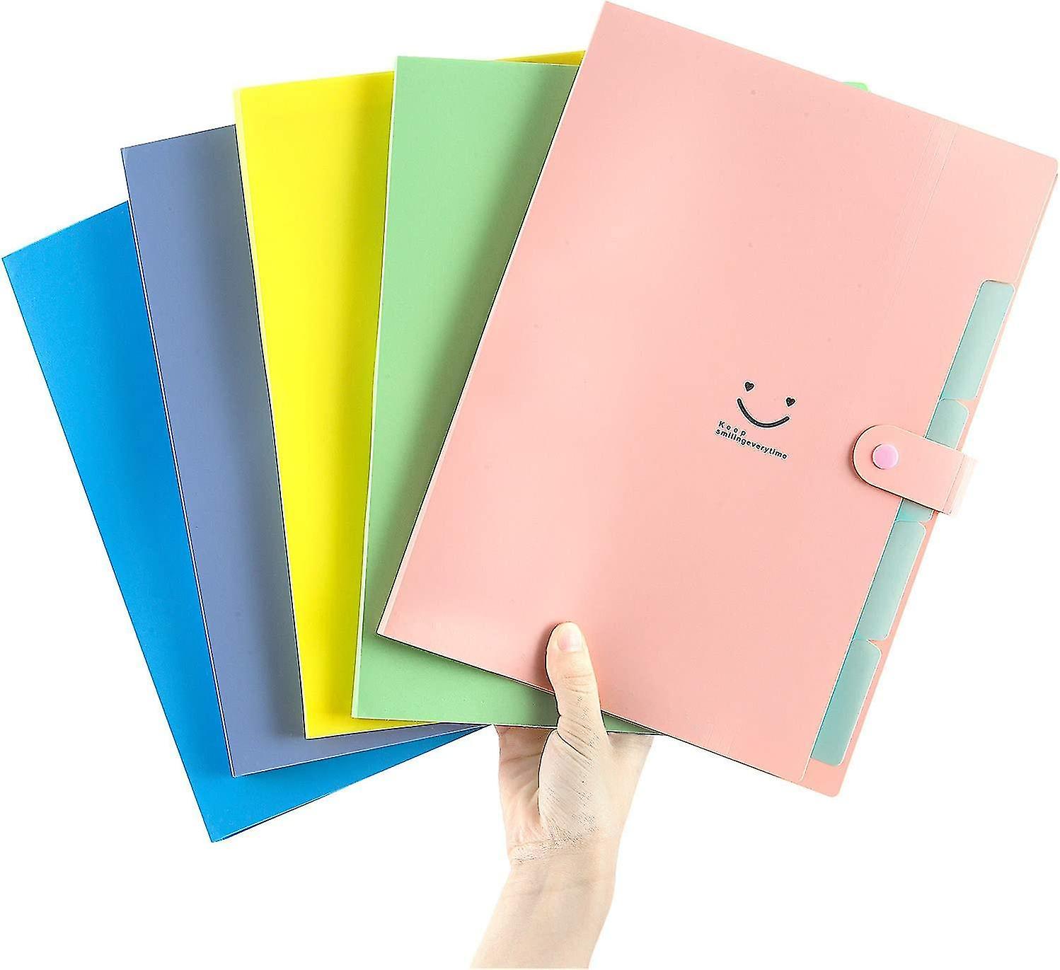 Compartment Folder Document Folder A4 Pvc 5pcs School Office Design Lock Document Organize